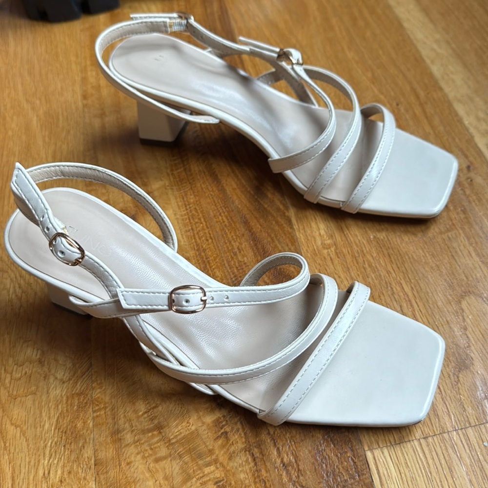 Juno White Strappy Heeled sandals